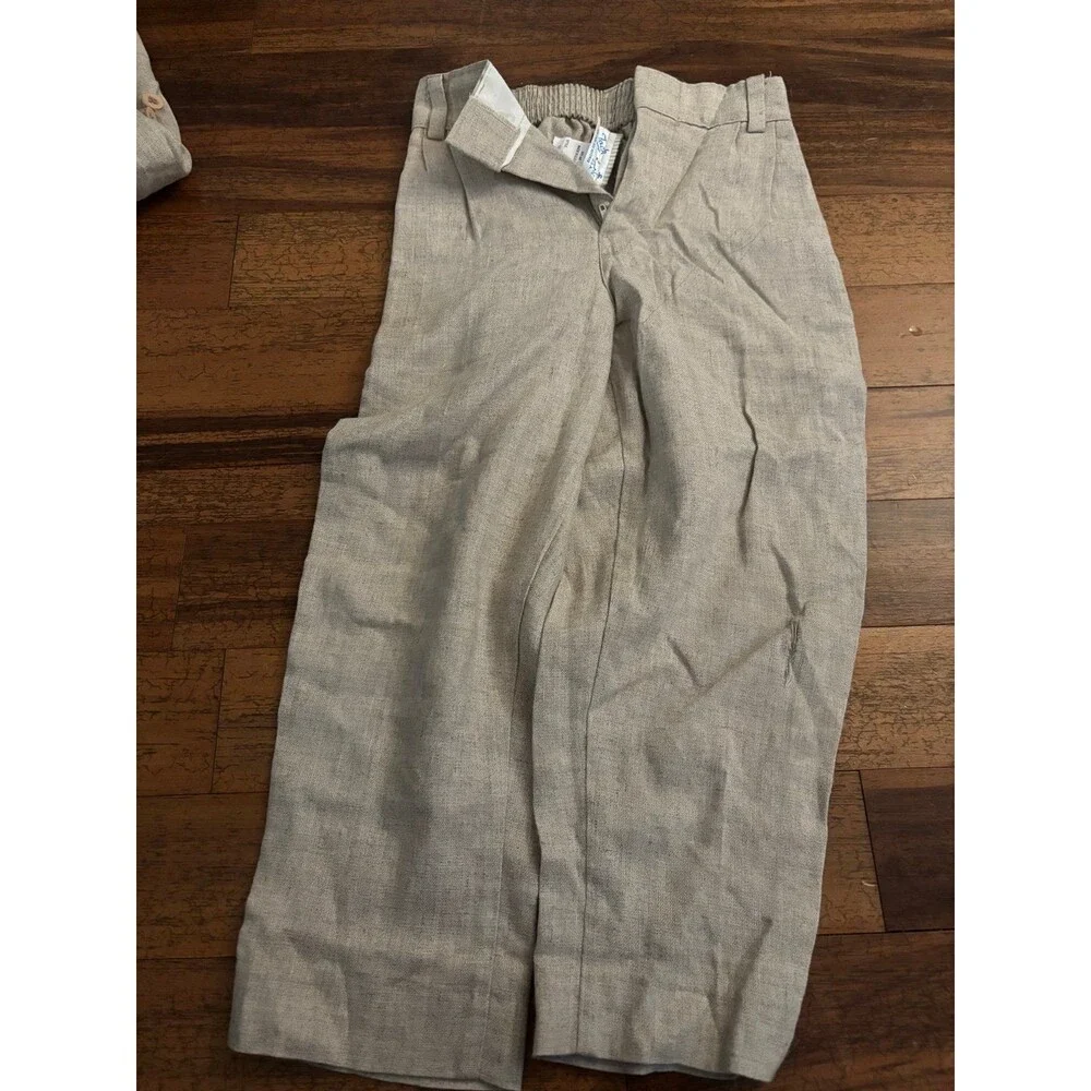 Vintage Jack Tar Togs Boys 2pc Linen Suit Jacket Pants Beige Tan Size 5 Style 46
